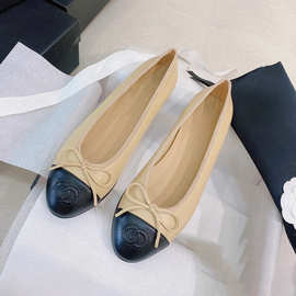 C家香稥系列蝴蝶结浅口芭蕾舞鞋春夏季时装单鞋羊皮轻奢平底女鞋