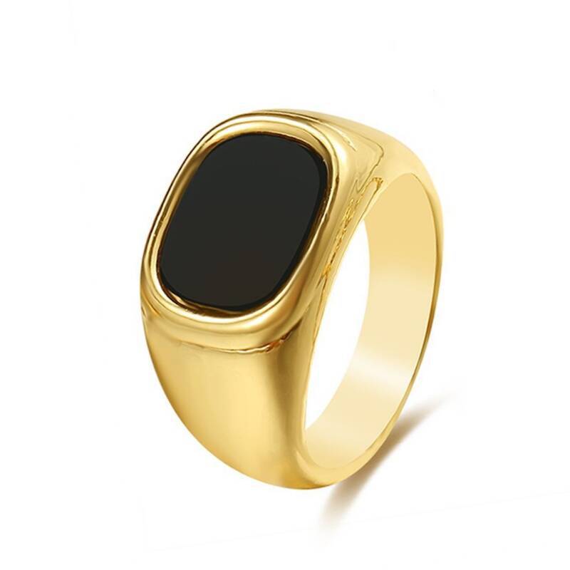 INS estilo frío anillo de acero de titanio simple gemas negras europeas y americanas anillos de pareja joyas comercio exterior al por mayor