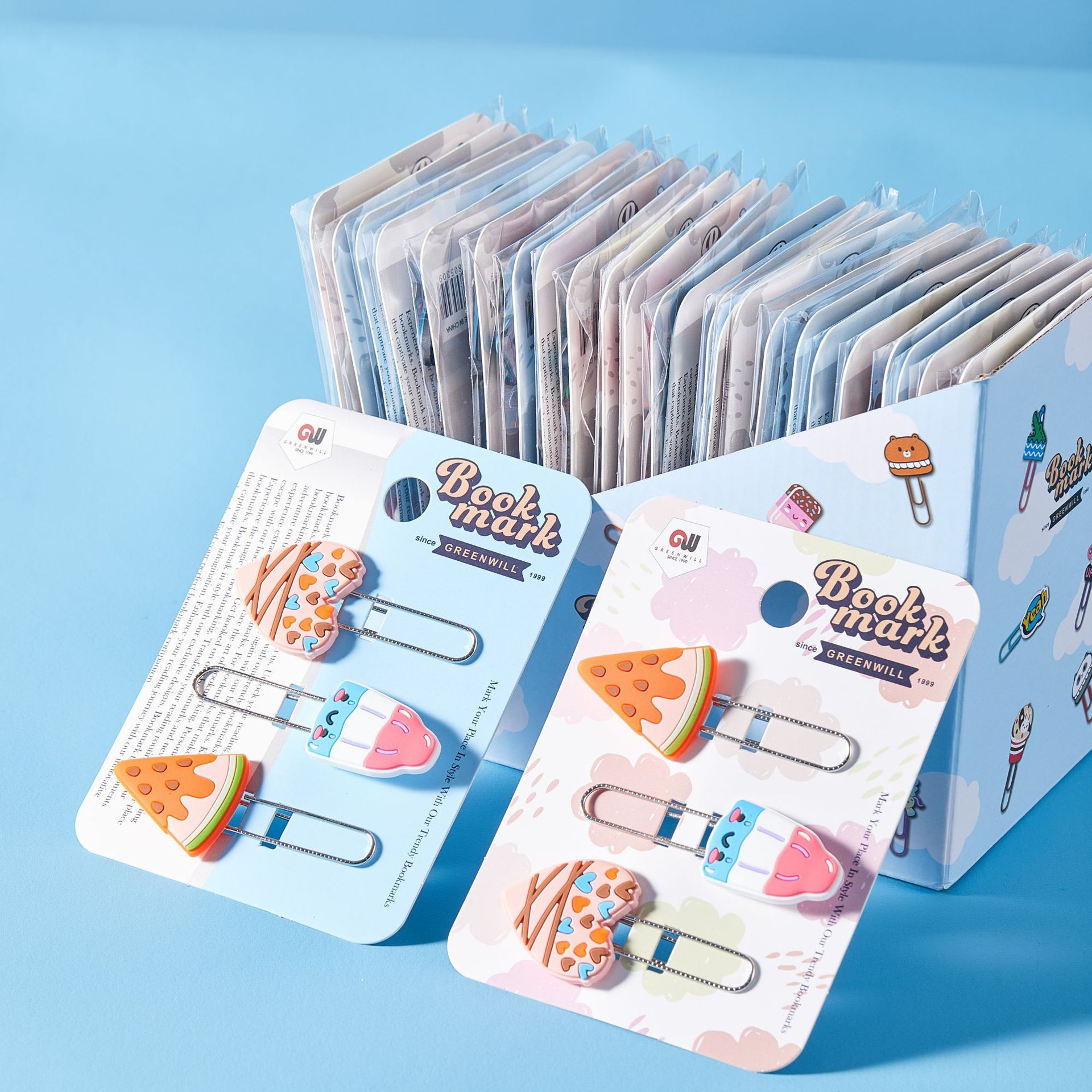 Caricatura de PVC interesante helado clip clip marcadores estudiantes papel de prueba de clasificación clip de notas suministros de oficina clip papelería