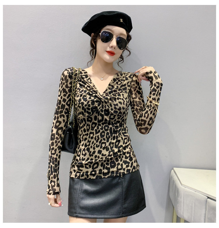 T-shirt da donna slim in rete a maniche lunghe con camicia slim a fondo incrociato_voghion.com