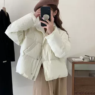 跨境棉服女短款2025韩版小个子纯色时尚面包服保暖冬季外套棉衣潮