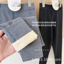 男童款校服内搭裤蚕丝儿童保暖裤秋冬季中大男童打底棉裤磨毛秋裤