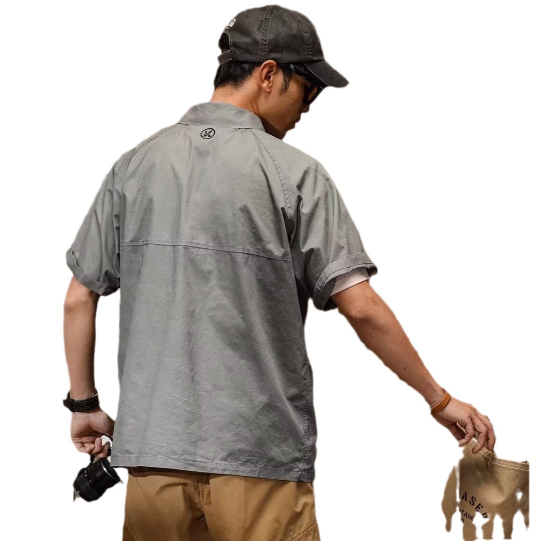 Moda 2024 verano nuevo estilo suelta camisa polo de manga corta para hombre diseño de manga de cinco puntos sentido tendencia camiseta de media manga