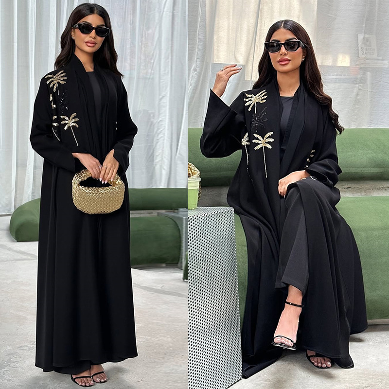 Mq226 2026 Summer New Modest Cross-Border Hot-Selling Fashion Women's Sequin Embroidered Black Long Dress for Outerwear Mq226 2026 Summer New Modest Cross-Border Hot-Selling Fashion Women's Sequin Embroidered Black Long Dress for Outerwear