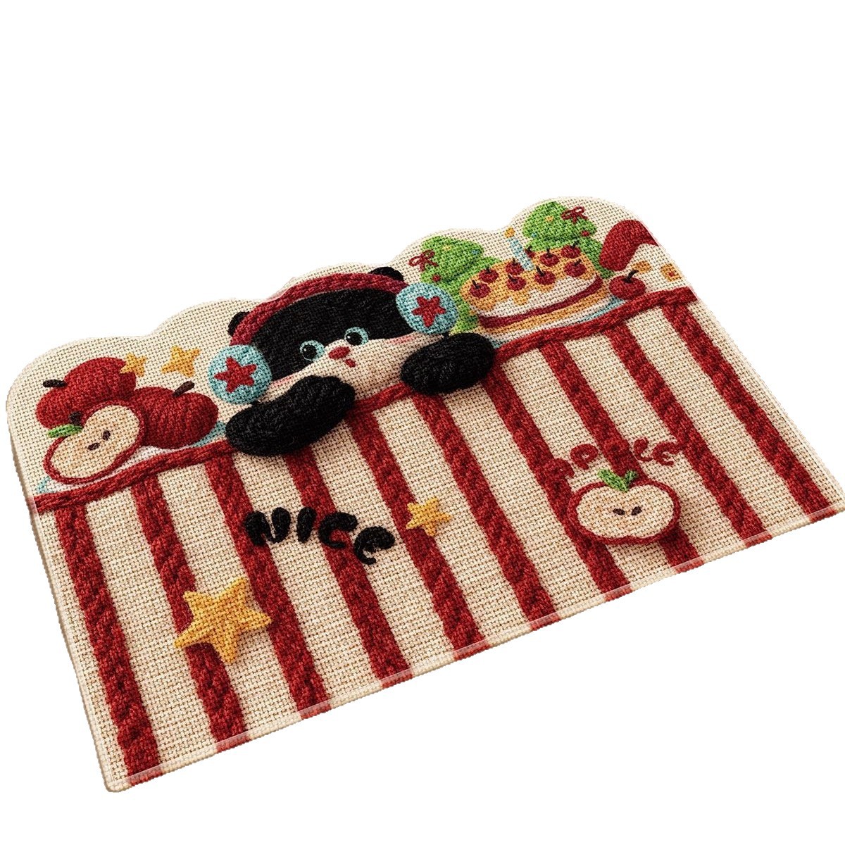 Cartoon lino tejido alfombra de baño alfombra roja absorción de agua puerta de baño alfombra antideslizante alfombra gruesa