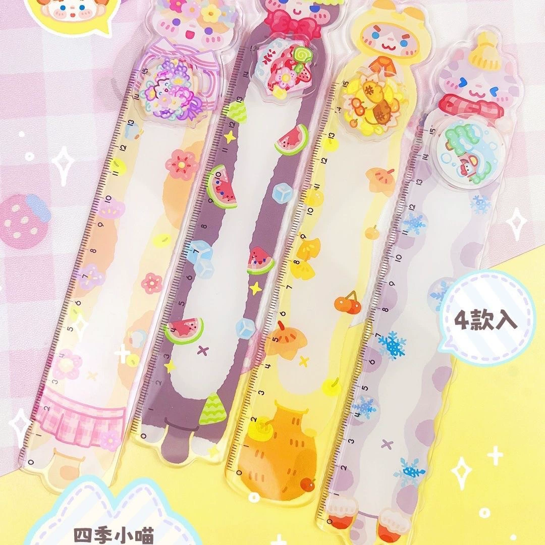 Регулировка Four Seasons маленькая линейка Meow Новая регулируемая линейка ручные часы линейка Mengmeow акриловый зажим