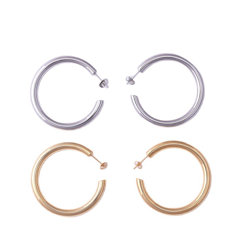 Fashion Geometric Stainless Steel Hoop Earrings Plating Stainless Steel Earrings