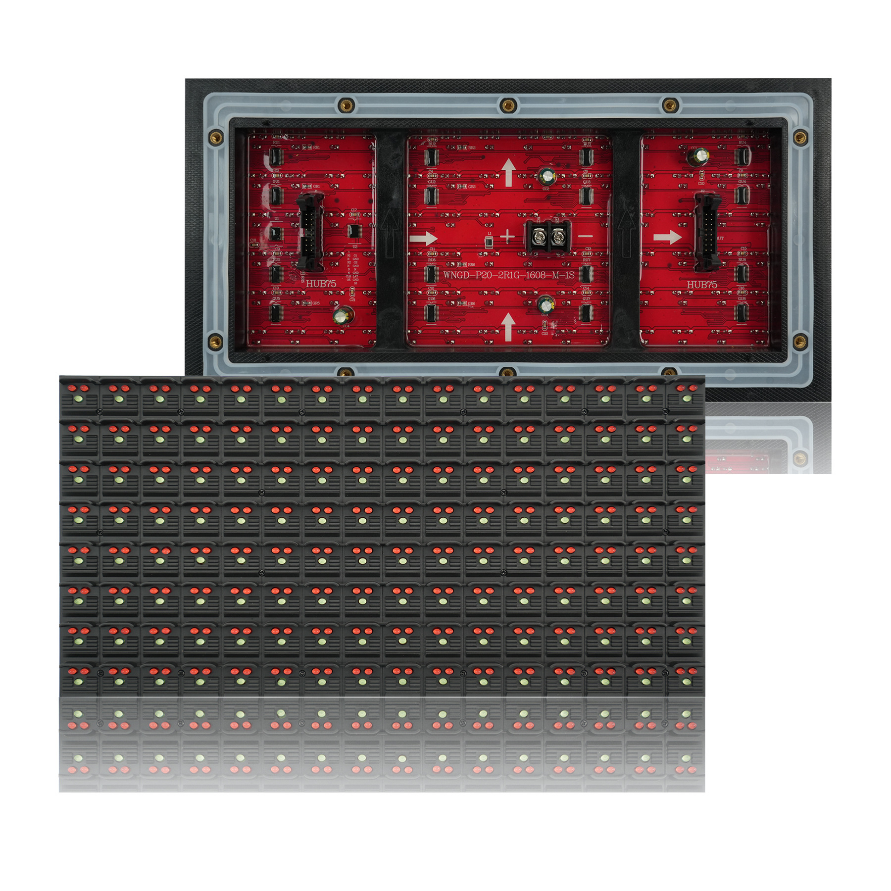 ����ֱ����������P20�����ˮ��ʾ��ģ��LED���������ٹ�·