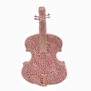 Violin Rhinestone Bag Violin Diamond Dinner Bag European and American Banquet Full Diamond Hand-Held Women's Diamond Bag
