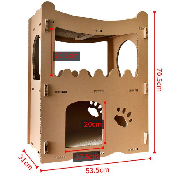 猫瓦楞纸二层别墅猫窝猫抓板宠物窝猫咪用品猫爪板猫玩具猫架猫树