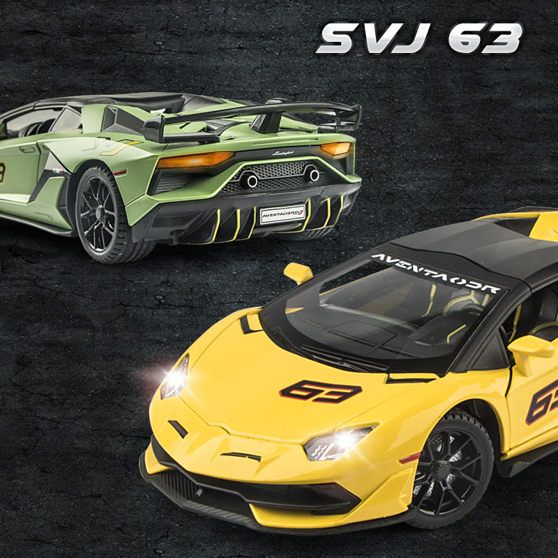Jianyuan 1:24 Svj63 Sports Car Four-Wheel Shock-Absorbing Alloy Sound and Light Pull-Back Car Model Children's Toy Car Jianyuan 1:24 Svj63 Sports Car Four-Wheel Shock-Absorbing Alloy Sound and Light Pull-Back Car Model Children's Toy Car