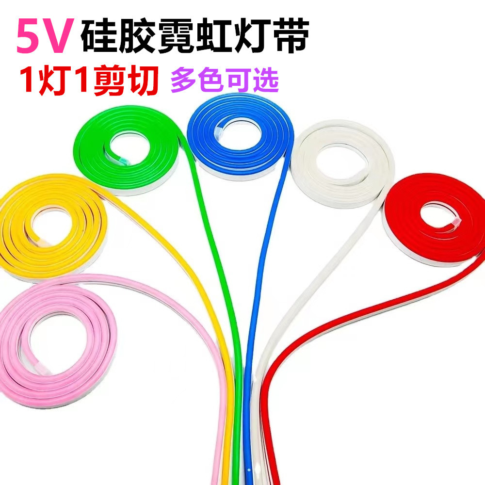 Tira de luces de neón de 5 V/12 V, tira de luces LED flexible de silicona impermeable, tubo de luz SMD 612
