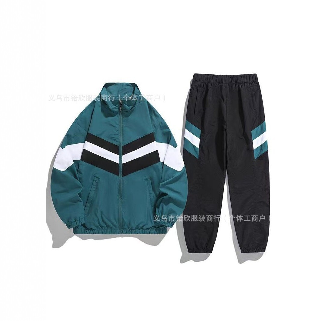 春秋男休闲服两件套运动套装休闲跑步针织运动