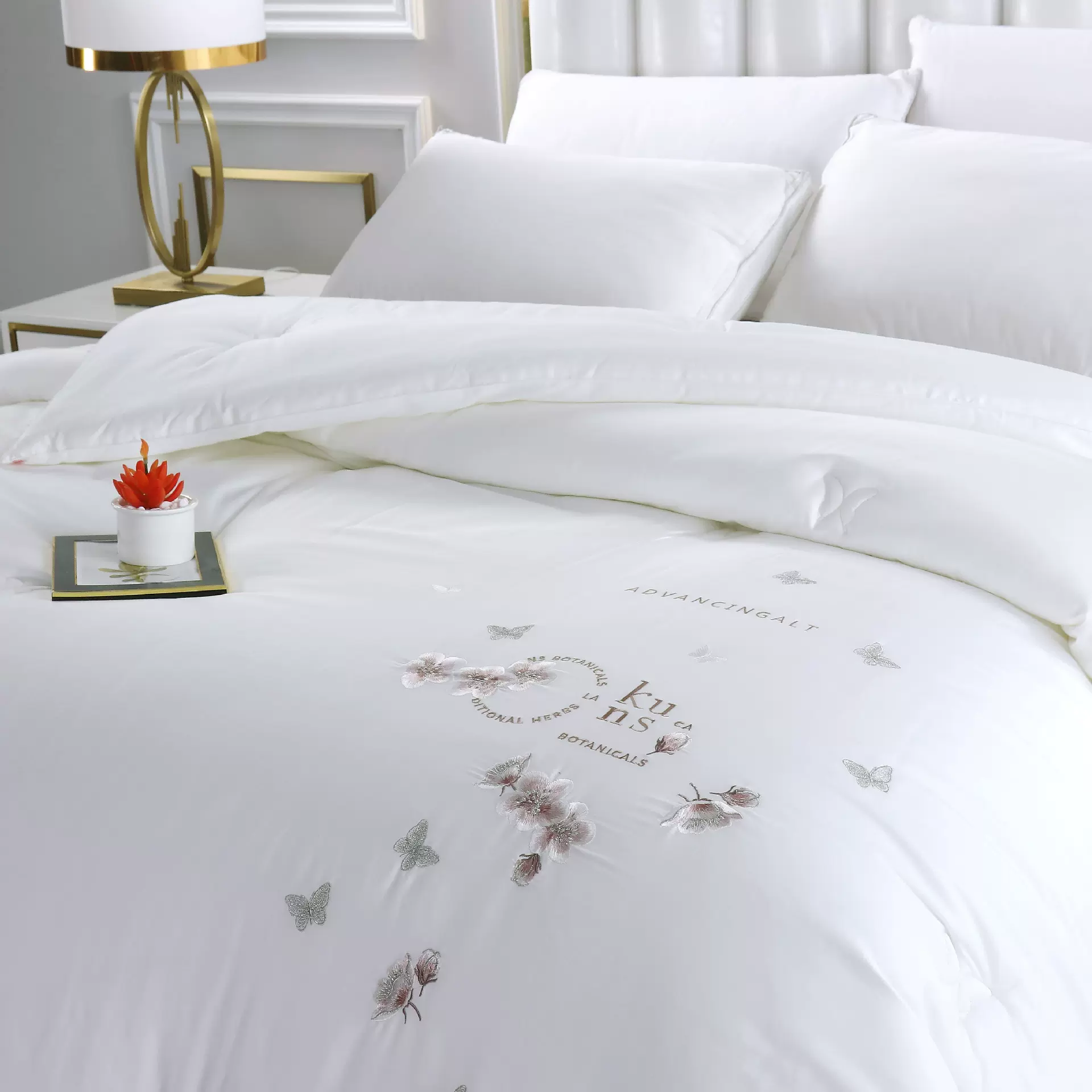 欧凯家纺绣花蚕丝被桑蚕丝双人被子冬被加厚被芯全棉春秋被保暖