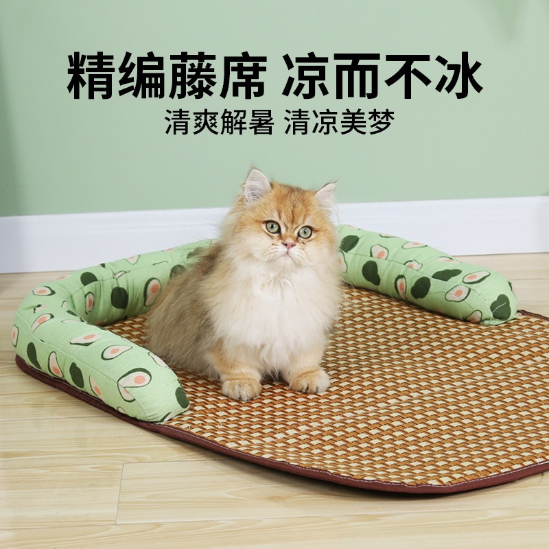 Cazada para perros, tapete para gatos, tapete para mascotas de ratán semicerrado en verano, tapete de hielo, tapete para perros grande, suministros generales para mascotas para todas las estaciones