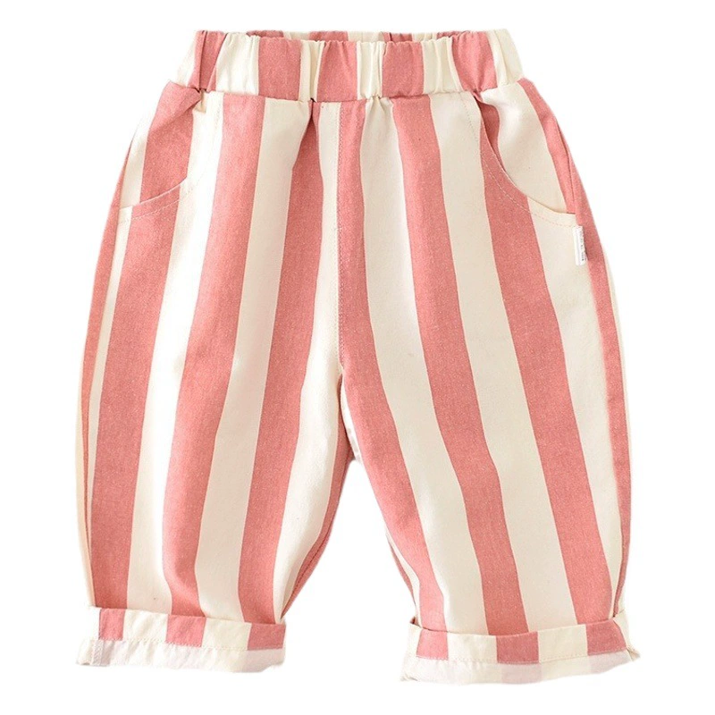 Детские весенние брюки мужские и женские детские повседневные брюки в разноцветную полоску с высокой талией детские повседневные брюки в Корейском стиле для прогулок в западном стиле