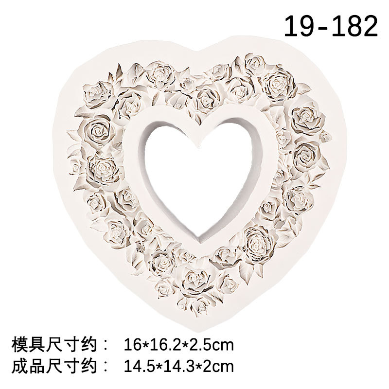 Rosa amor corazón gran guirnalda molde de silicona fondant chocolate molde de silicona epoxi arcilla suave cerámica Accesorios