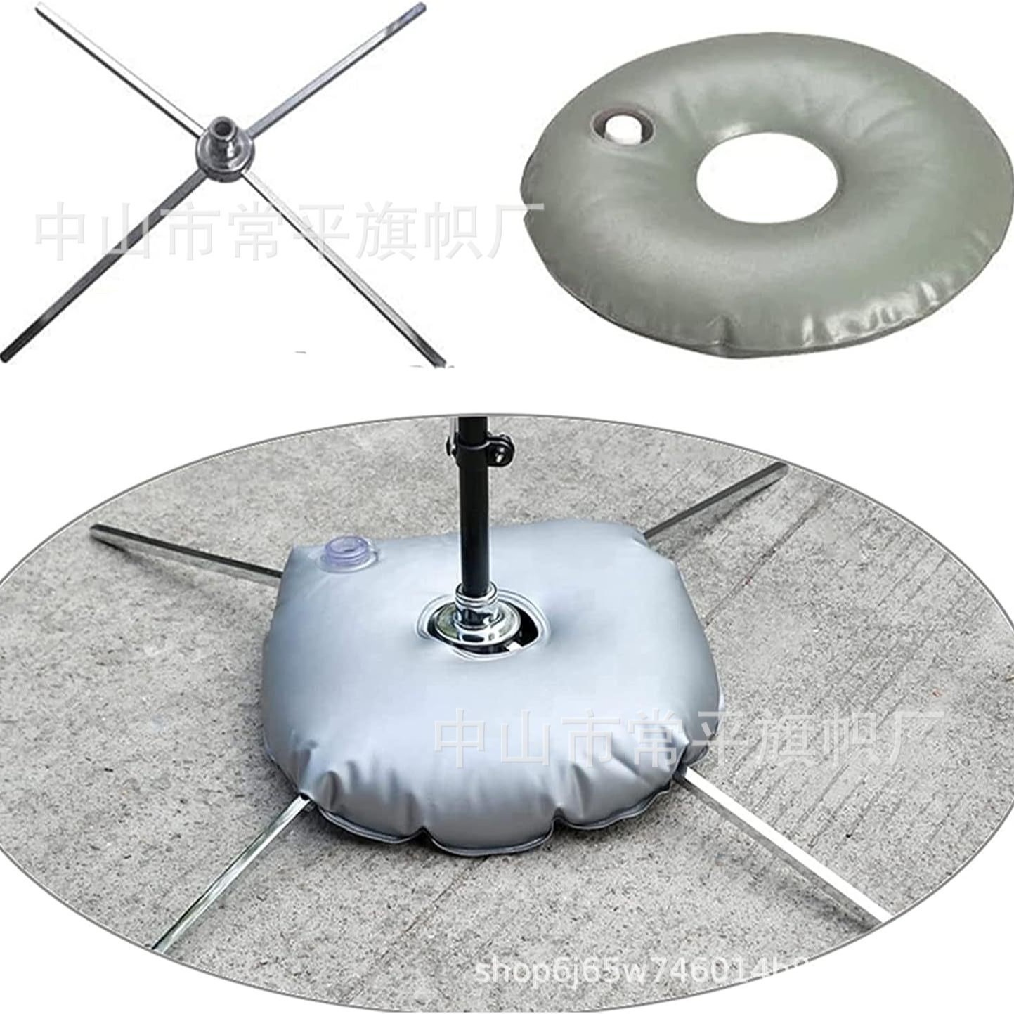 bolsa de agua de contrapeso al aire libre cuchillo móvil bandera de playa bandera base cruzada bolsa de agua gruesa bolsa de inyección portátil a prueba de viento transfronterizo