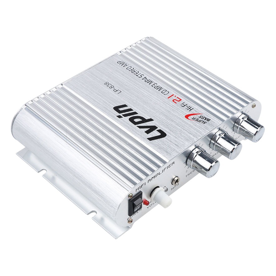 Amplificador de potencia pequeño de 12V de 2.1 canales explosivo transfronterizo lvpin amplificador de audio de alta fidelidad para automóvil LP-838