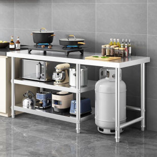 Thickened 304 Double-Layer Stainless Steel Workbench Hotel Kitchen Operation Table Stove Rack Three-Layer Special Gas Tank Rack