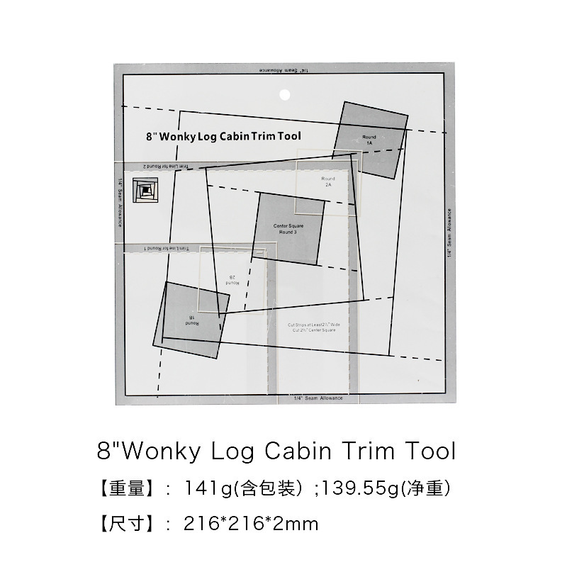 Regla de patchwork acrílico Regla de plantilla de patchwork herramientas de costura de bricolaje wonky log cabin trim tool