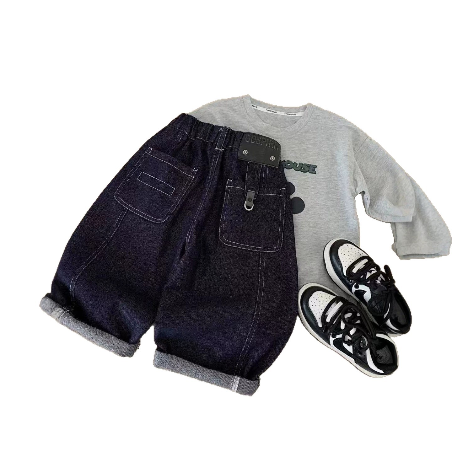 Primavera y otoño pantalones para niños coreanos, jeans para niños, pantalones casuales para niños, pantalones de piernas anchas para niños
