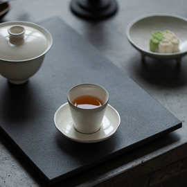 陶瓷粉引茶杯品茗杯主人杯喝茶杯子侘寂杯日式化妆土茶盏
