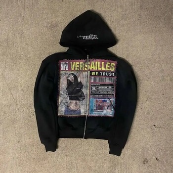 Cross-Border Cardigan Sweatshirt in Versailles Black Zip-Up Hoodie Versatile Casual Zip-Up Jacket