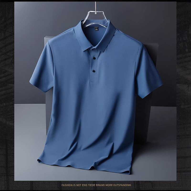 Summer Thin Breathable Lel Short-sleeved T-shirt Men's Business Casual Solid Color T-shirt Traceless Quick-drying Ice Silk Polo Shirt Summer Thin Breathable Lel Short-sleeved T-shirt Men's Business Casual Solid Color T-shirt Traceless Quick-drying Ice Silk Polo Shirt