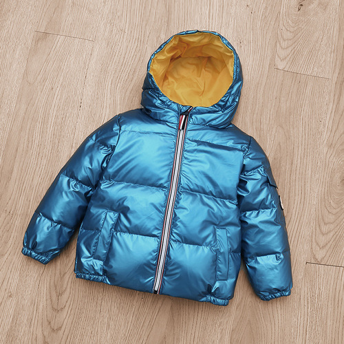  new autumn and winter children's down jackets for boys and girls, big children's anti-fouling little silver jackets with removable hoods, trendy
