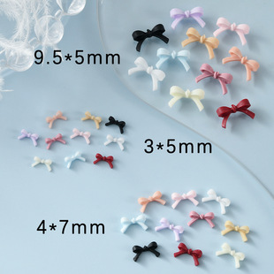 Trendy Mini Bow Nail Art Accessories Mixed Color Large and Small Bow Resin Nail Studs Phone Case Decoration