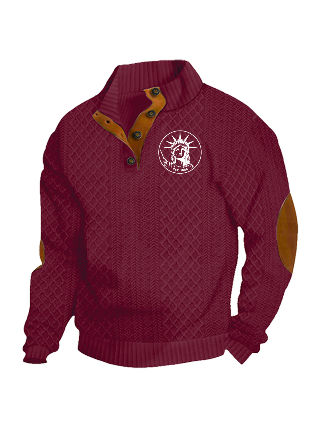 Transfronterizos Amazon otoño invierno caliente tamaño europeo para hombres al aire libre imitación de cuello de manga larga impresa hoodie de tres botones