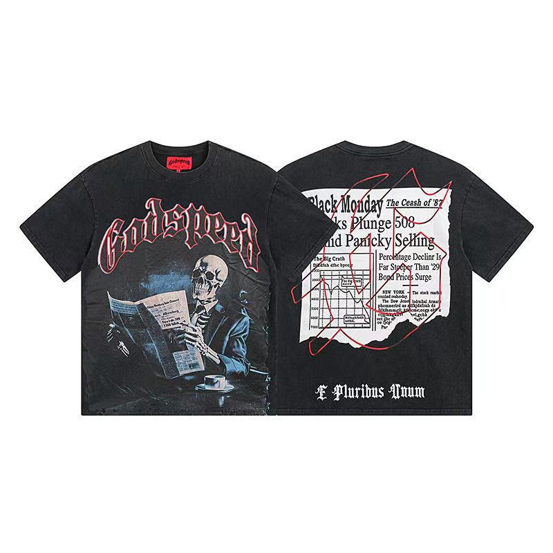 25ss アメリカのトレンディなブランド GOD ロックバンド ヒップホップ レタープリント 半袖 高品質 コットン Tシャツ カップル同スタイル|undefined