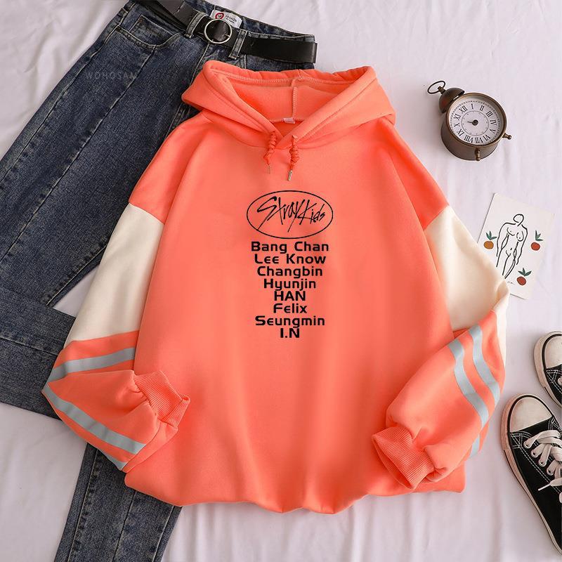 Suministro transfronterizo Harajuku KPOP stray kids álbum sudadera de manga larga empalmada sudadera con capucha marca de moda