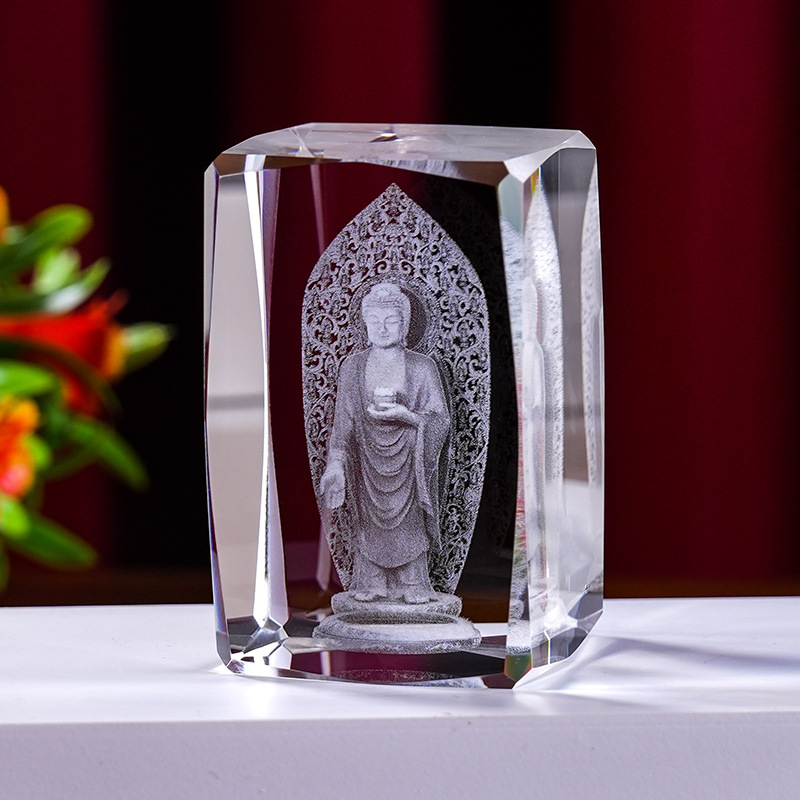 Escultura interior de cristal Serie de animales 3D Estatua de Buda de cristal Modelo de edificio de cristal Decoración del hogar Recuerdos de viaje Suministro transfronterizo