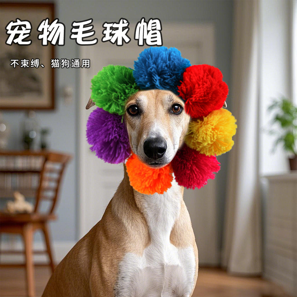Resumen mascota tocado lindo perro Teddy vestir girasol mascota tocado peluca gato sombrero de Halloween image 56