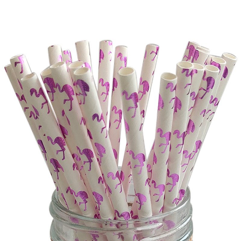 Desechables biodegradables paja de papel Kraft Estilo Hawaiano serie postre tabla decorativa jugo bebida paja de papel