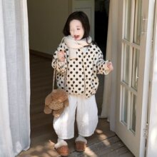 女童棉衣冬季新款韩版洋气儿童波点棉服宝宝冬装外套加厚棉袄
