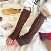 Demi-season street keep warm fashionable cute long knitted sleeves, Korean style, fingerless