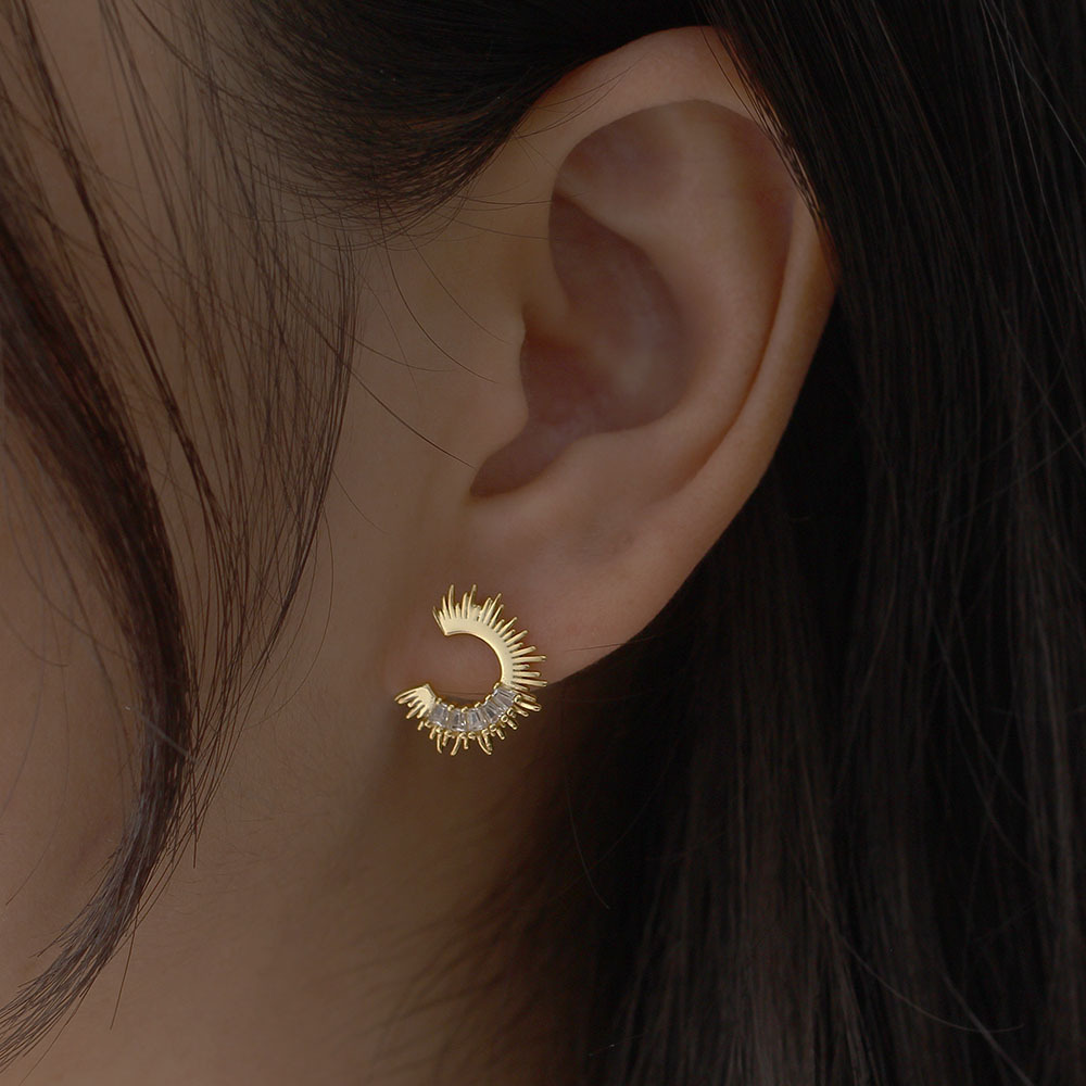 Fashion Geometric Sterling Silver Zircon Ear Studs 1 Pair