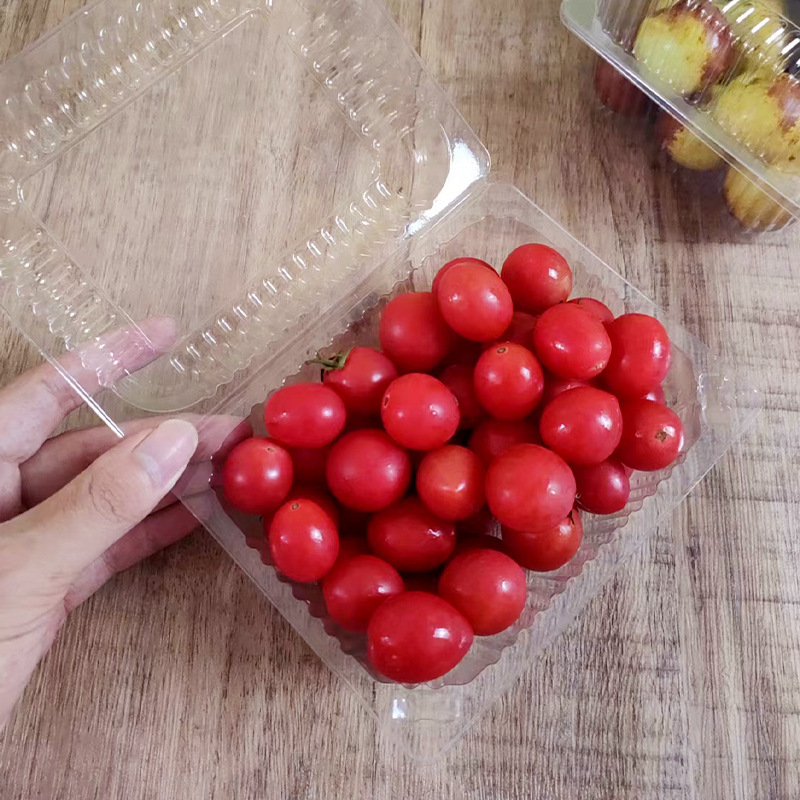 Caja de fruta desechable fruta cocida fruta fresca y verdura caja de embalaje de alimentos bandeja pet blister caja de plástico transparente
