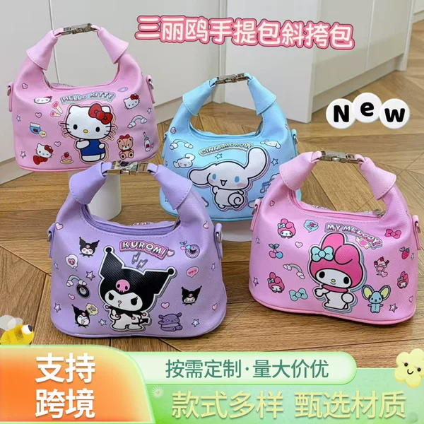 Sanrio Cartoon Handbag for Women, Kuromi, My Melody, Hello Kitty, Cute Student Shoulder Crossbody Bag