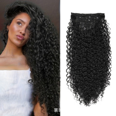 ヨーロッパとアメリカの女性用ウィッグ アフリカンスモールカーリー 7点セット クリップインヘアエクステンション キンキーカール ふわふわロングカーリーヘアエクステンション