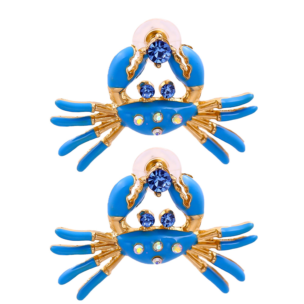 Retro Oil Dripping Crab Diamond Alloy Earrings Wholesale display picture 3