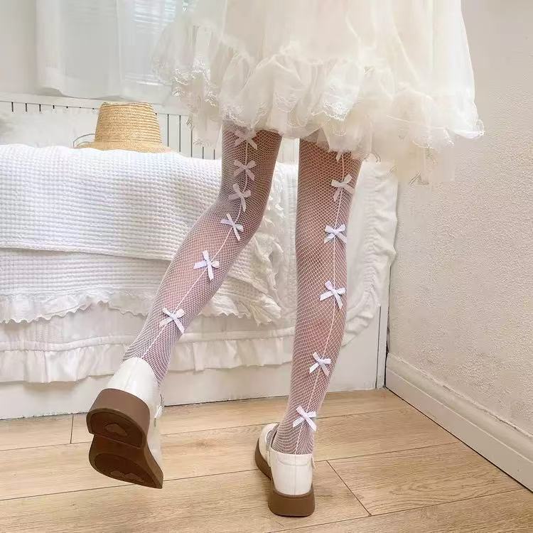 Summer style bowknot fishnet tights for petite women, available in large, medium, and small mesh sizes, popular JK hollow-out pantyhose Summer style bowknot fishnet tights for petite women, available in large, medium, and small mesh sizes, popular JK hollow-out pantyhose