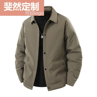 印logo羽绒服男短款翻领户外工装可二开高品质大码加厚保暖外套
