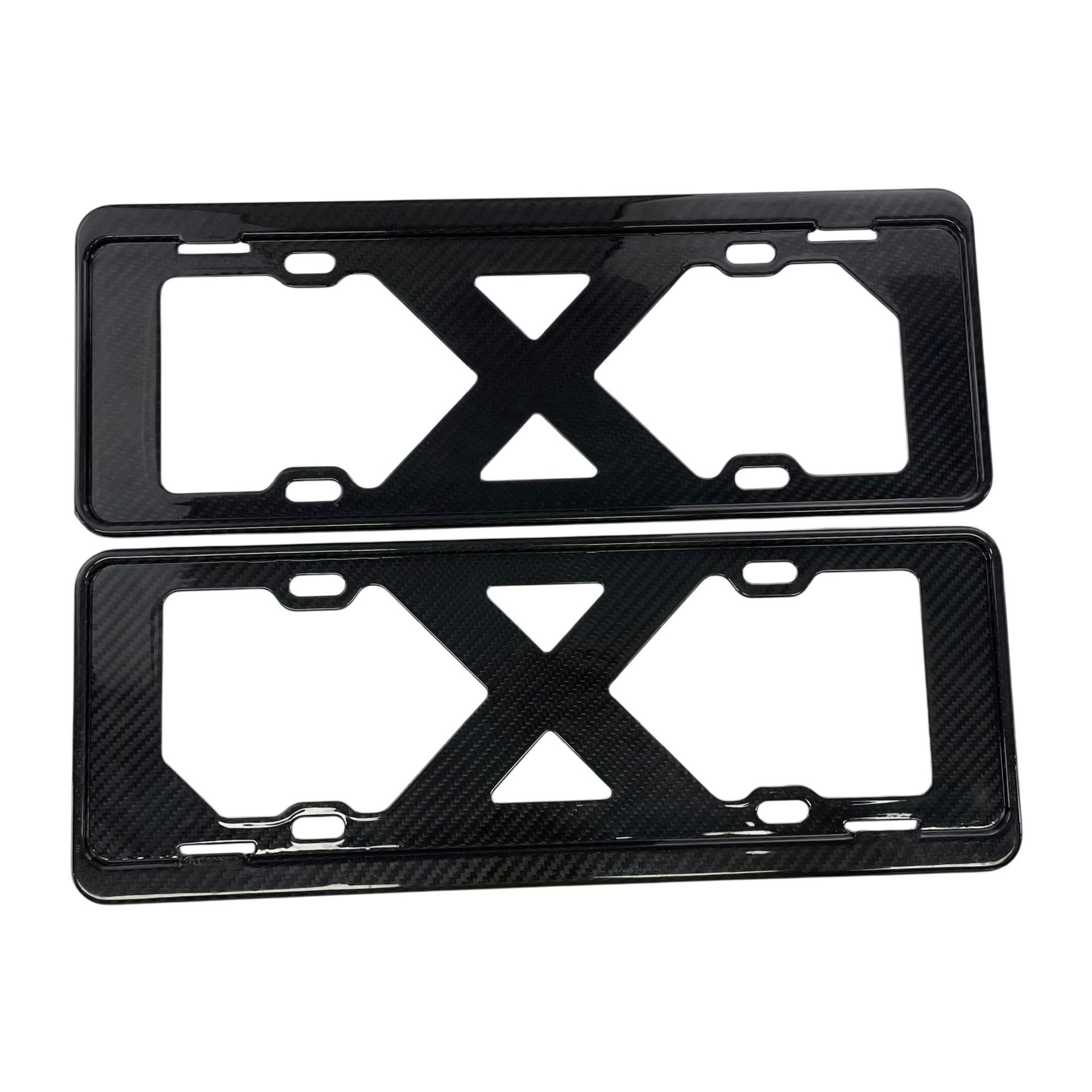Car Carbon Fiber License Plate Frame, Dry Carbon 3K Twill, Universal for Fuel Vehicles with Blue and Green Plates, Can Be Silk-Screened with Logo