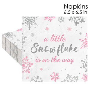 New Product in Stock Snowflake Winter Theme Party Napkin Gray Snowflake Pink Snowflake Disposable Napkin