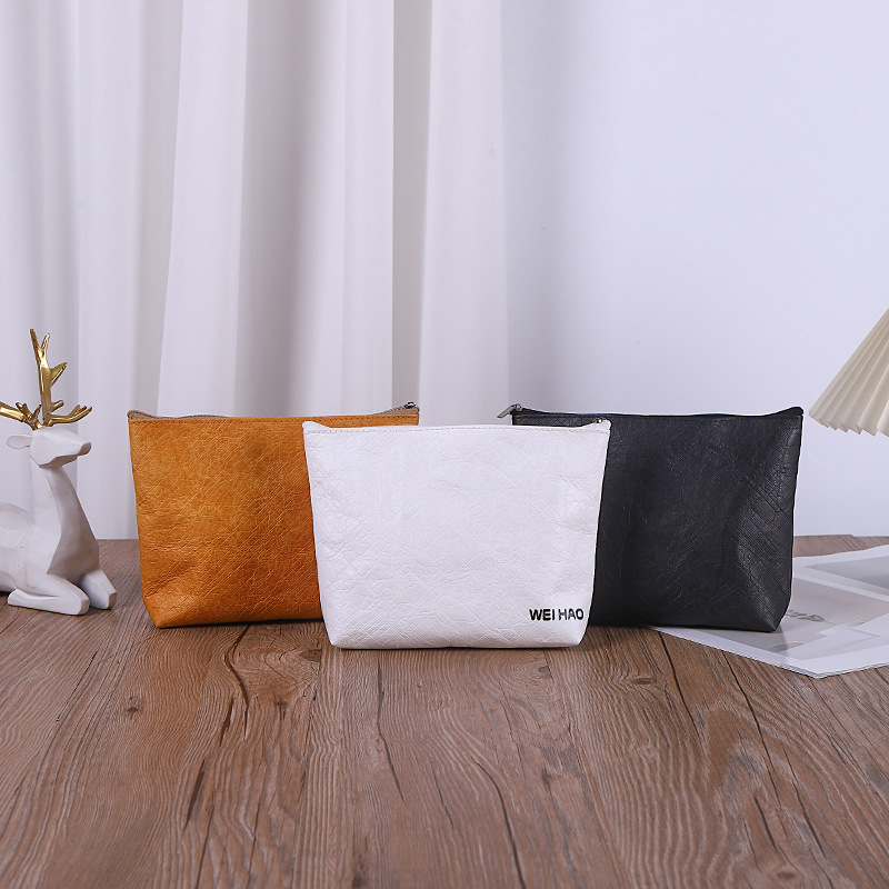 现货水洗彩色杜邦纸拉链包定制加厚大容量笔袋印logo牛皮纸袋