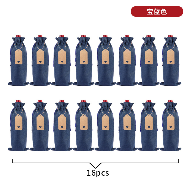 Suministro directo de fábrica bolsa de botella de vino de lino traje ciego degustación de vino botella cubierta de lino etiqueta bolsa de embalaje de vino tinto en stock al por mayor